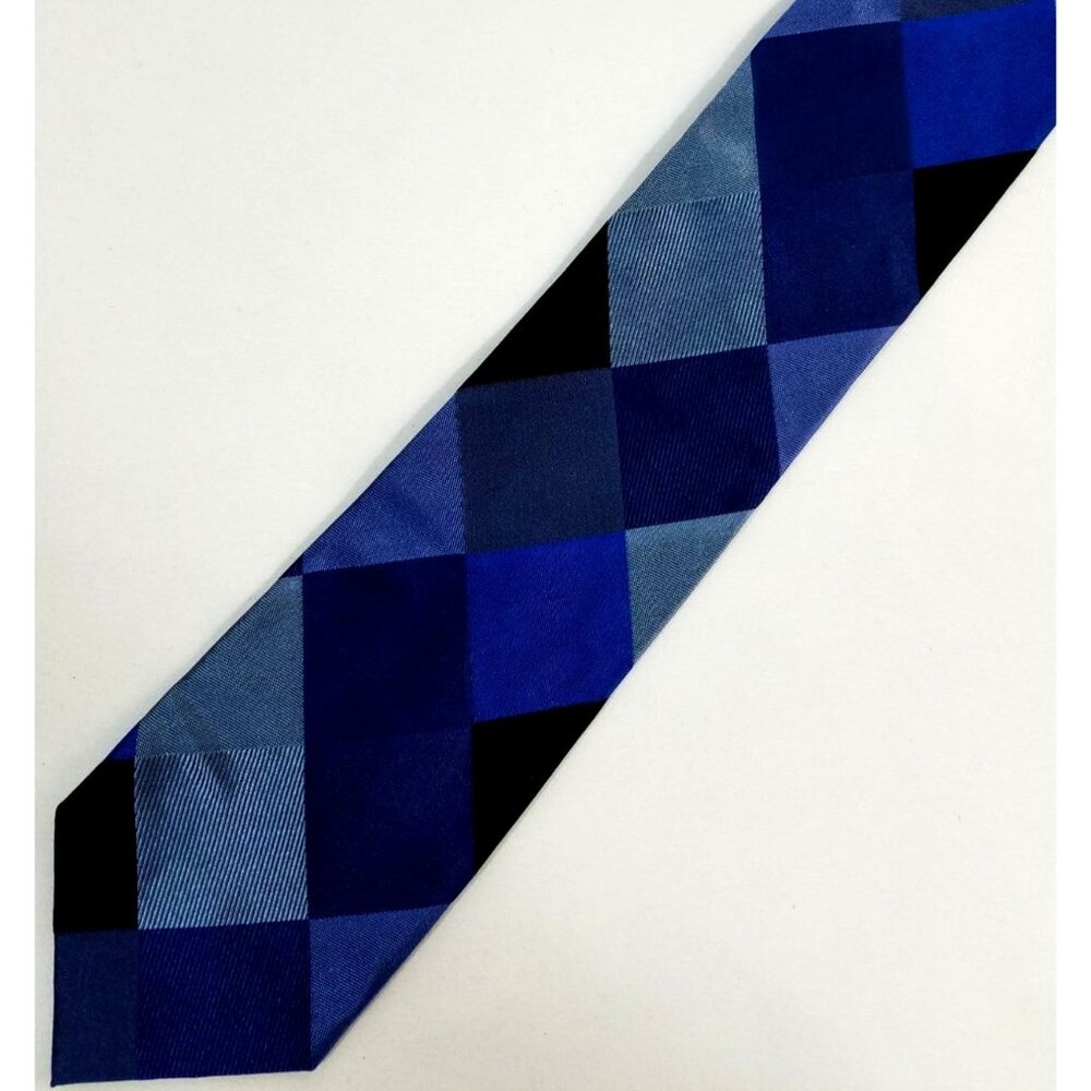 Alfani Mens Silk Blue Geometric Pattern Necktie 3" X 59"